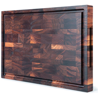 Walnut & Maple Chequered Design End Grain Chopping Board With a Juice  Groove 